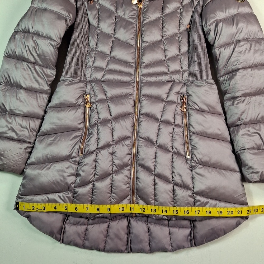 Bernardo EcoPlume Hooded Packable Quilted Jacket Womens S Purple Rose Gold Zip - Picture 5 of 12